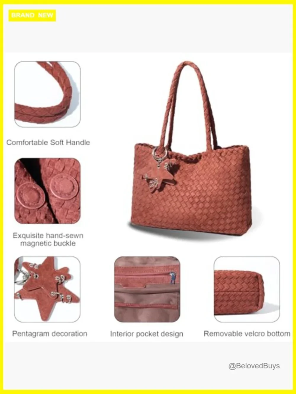 Woven Hobo Bag Large Capacity Faux Leather Shoulder Tote for Women Travel Work